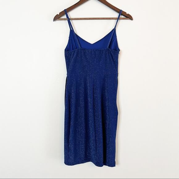 Zalalus faux wrap shimmering minidress blue Small NEW - Picture 2 of 15